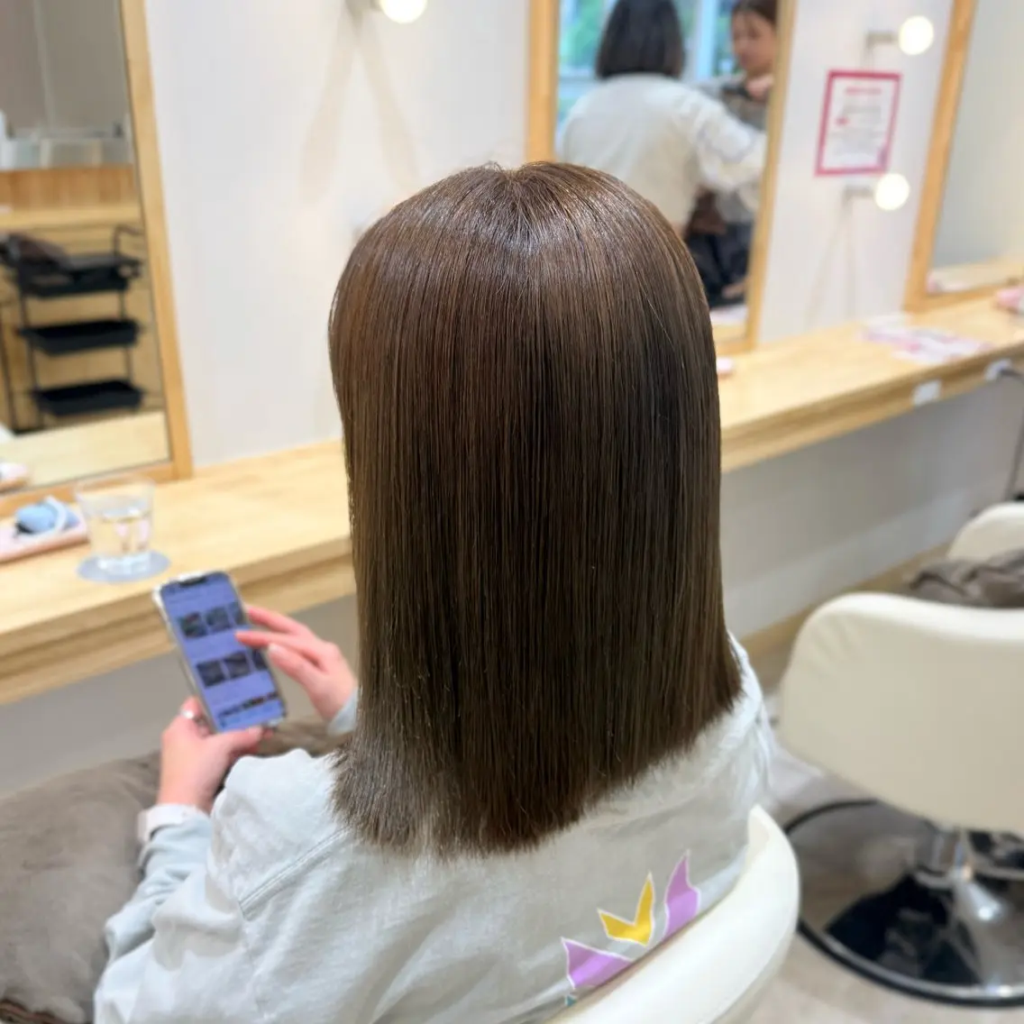ミディアム カット ヘアカラー トリートメント ゆんな/ﾀﾞﾌﾞﾙ ｶﾗｰ/髪質改善のヘアスタイル