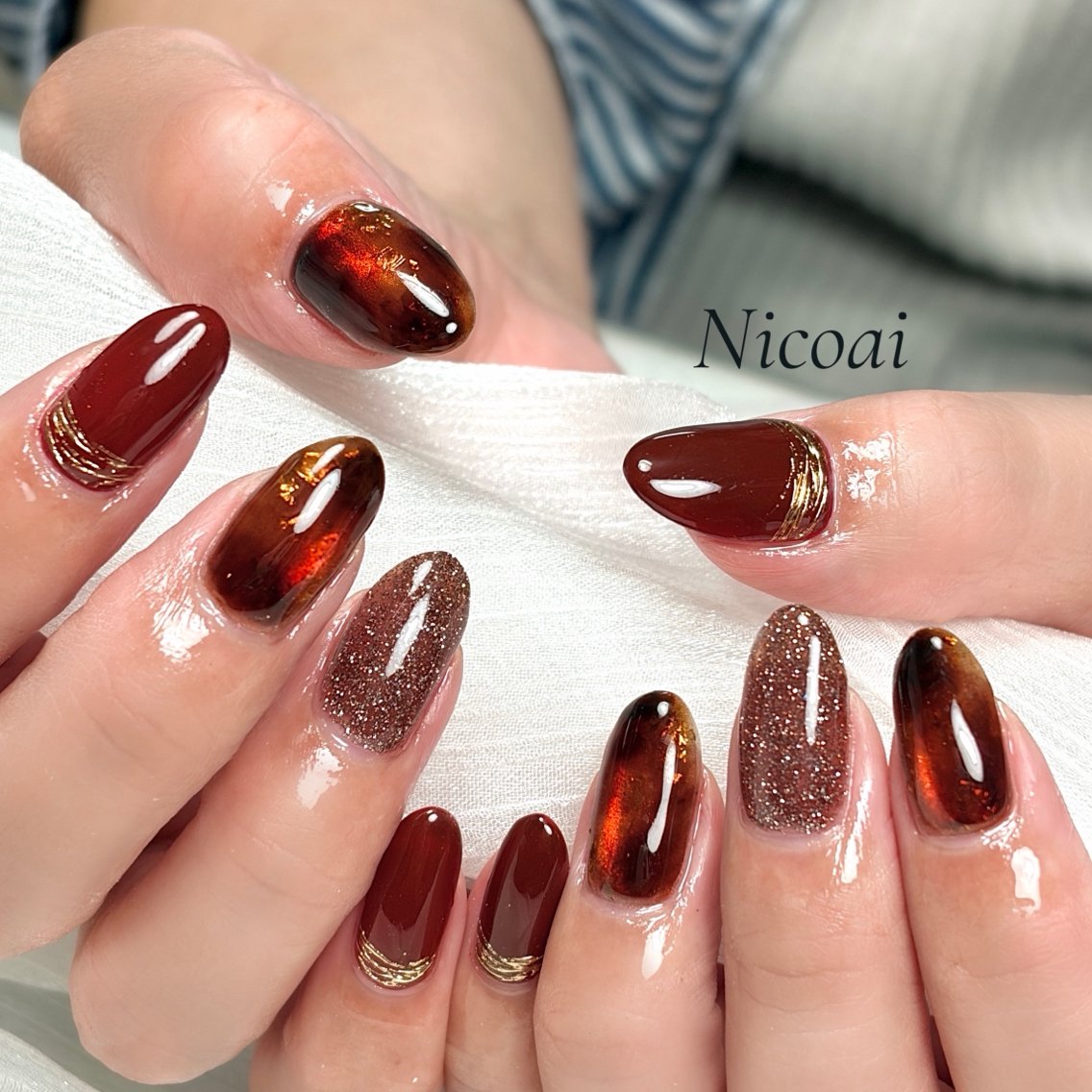 ネイル べっ甲ネイル マグネットネイル ハンドネイル NailSalon Nicoaiのネイルデザイン