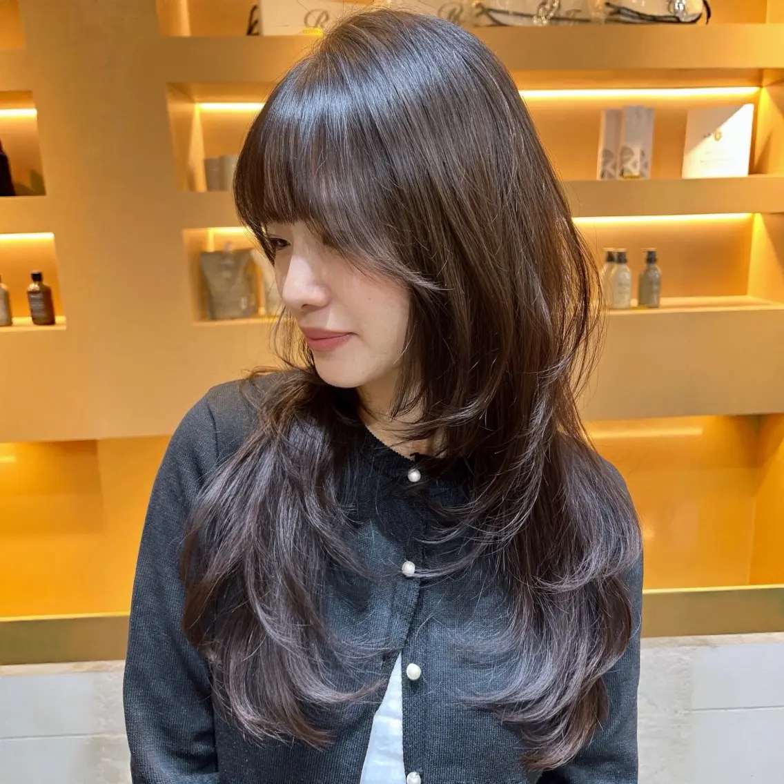 ロング カット ヘアカラー トリートメント ヘッドスパ ヘアセット 💎内部補修ケアカラ ー/ブリーチなし清野のヘアスタイル