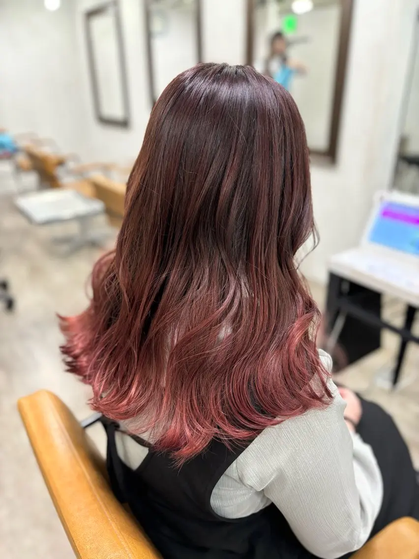 ロング カラー ヘアカラー トリートメント ヘッドスパ ヘアセット ️韓国ヘア/レイヤー カット❤️Yūkaのヘアスタイル