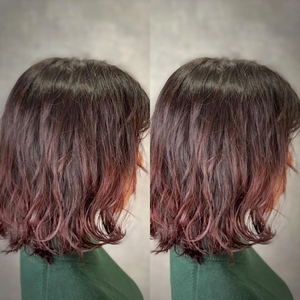 ミディアム カラー グラデーションカラー ピンクカラー ピンクパープル パープルカラー ヘアカラー トリートメント LUXBE LUCEのヘアスタイル