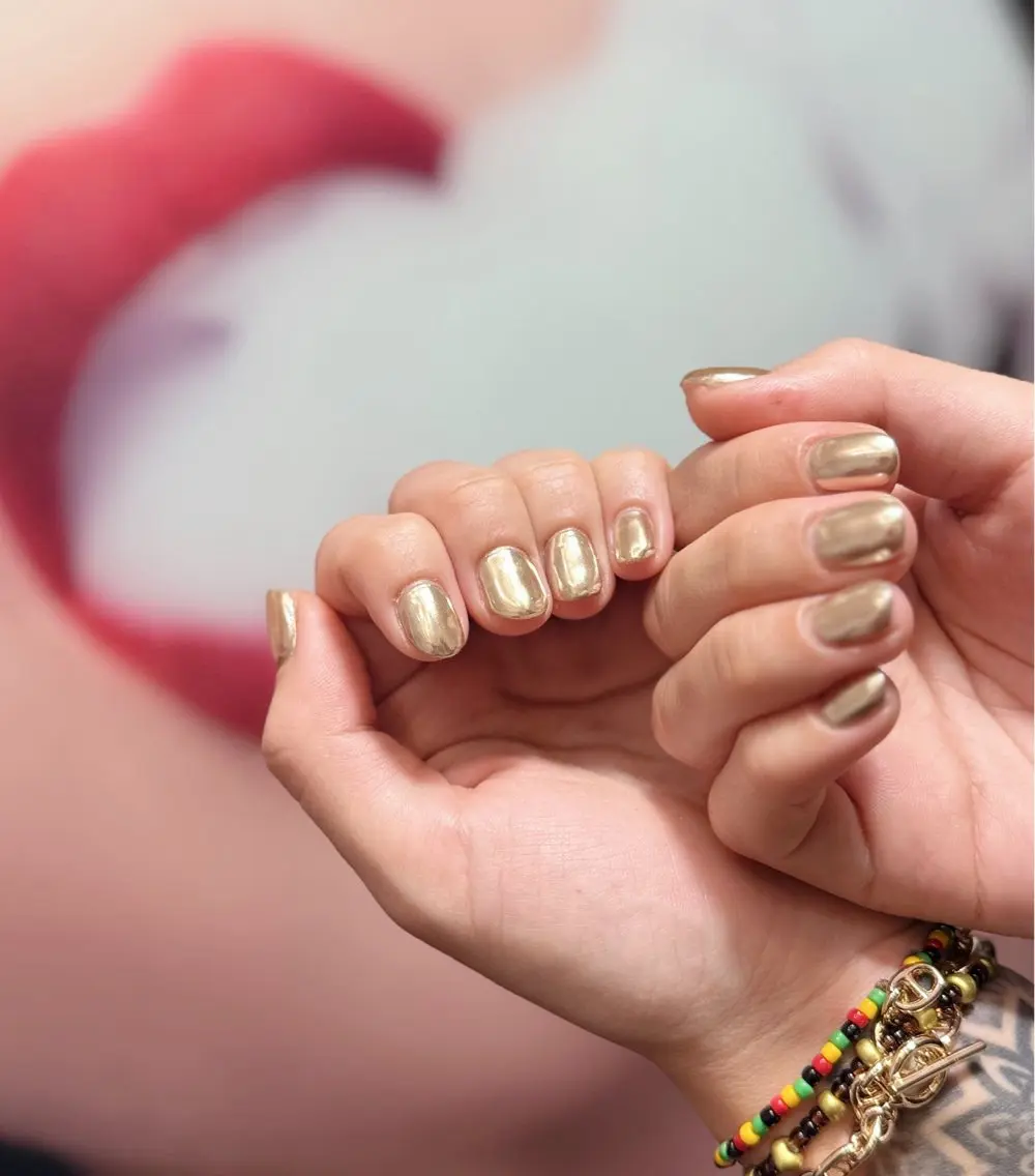 ネイル ゴールド メンズネイル ミラーネイル ハンドネイル MIMnail メンズネイリストのネイルデザイン