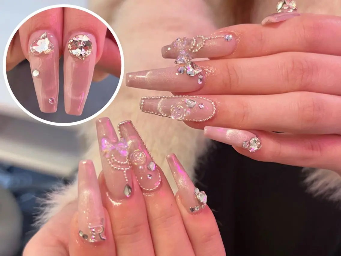 ネイル 長さ出し グラデーション 卒業式 キラキラネイル マグネットネイル Emi🌸Belle Nail Salonのネイルデザイン