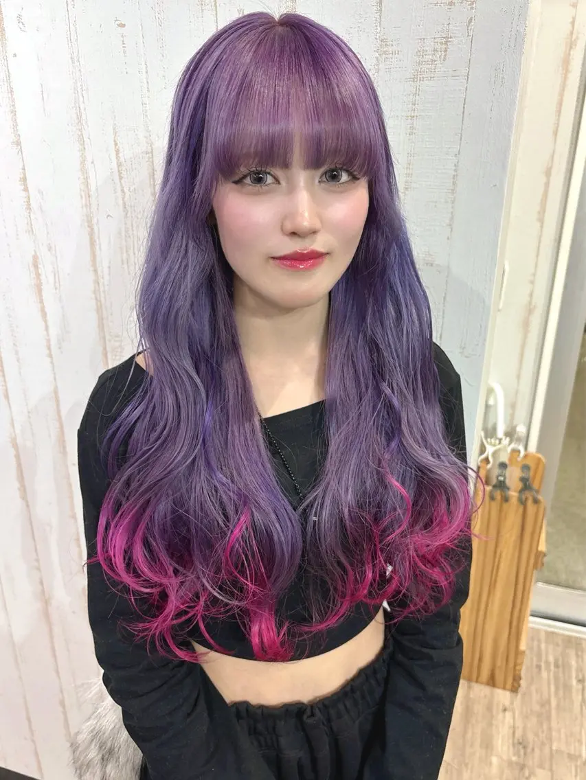 ロング カラー ブリーチ 桑原 由理のヘアスタイル
