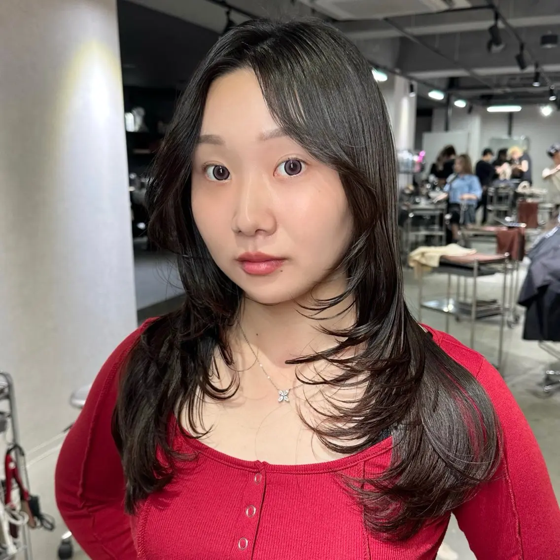 セミロング ケアカラー ボブ 髪質改善 レイヤーカット トリートメント カット トリートメント 心斎橋 韓国レイヤ ー指名No.1renのヘアスタイル