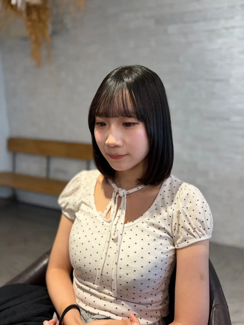 ミディアム 縮毛矯正 彩菜/透明感艶カラー /赤み消しカラーのヘアスタイル