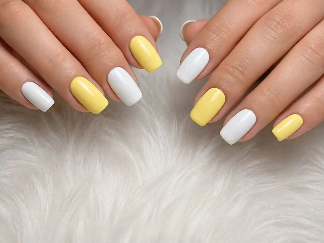 ネイル 夏ネイル ホワイト 黄色 Aimyu.nail 🫧のネイルデザイン