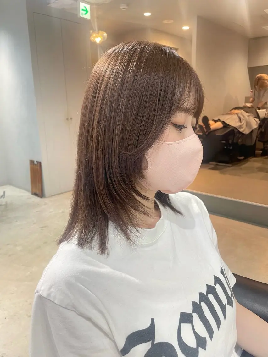 ミディアム カラー ベージュカラー ブラウンカラー ブラウンベージュ カット ヘアカラー トリートメント 【表参道】Ruri デジタルパーマのヘアスタイル