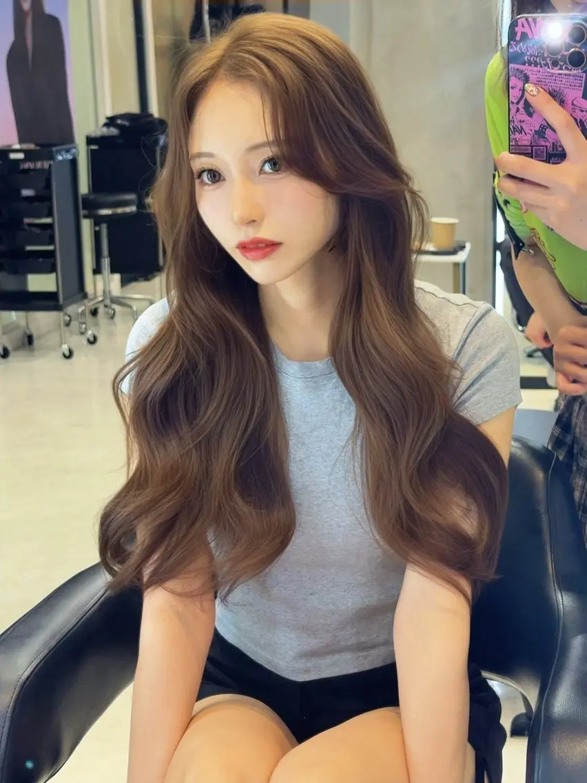 ロング カット ヘアカラー 韓国✖️網紅🖤 パーマYURIYAのヘアスタイル
