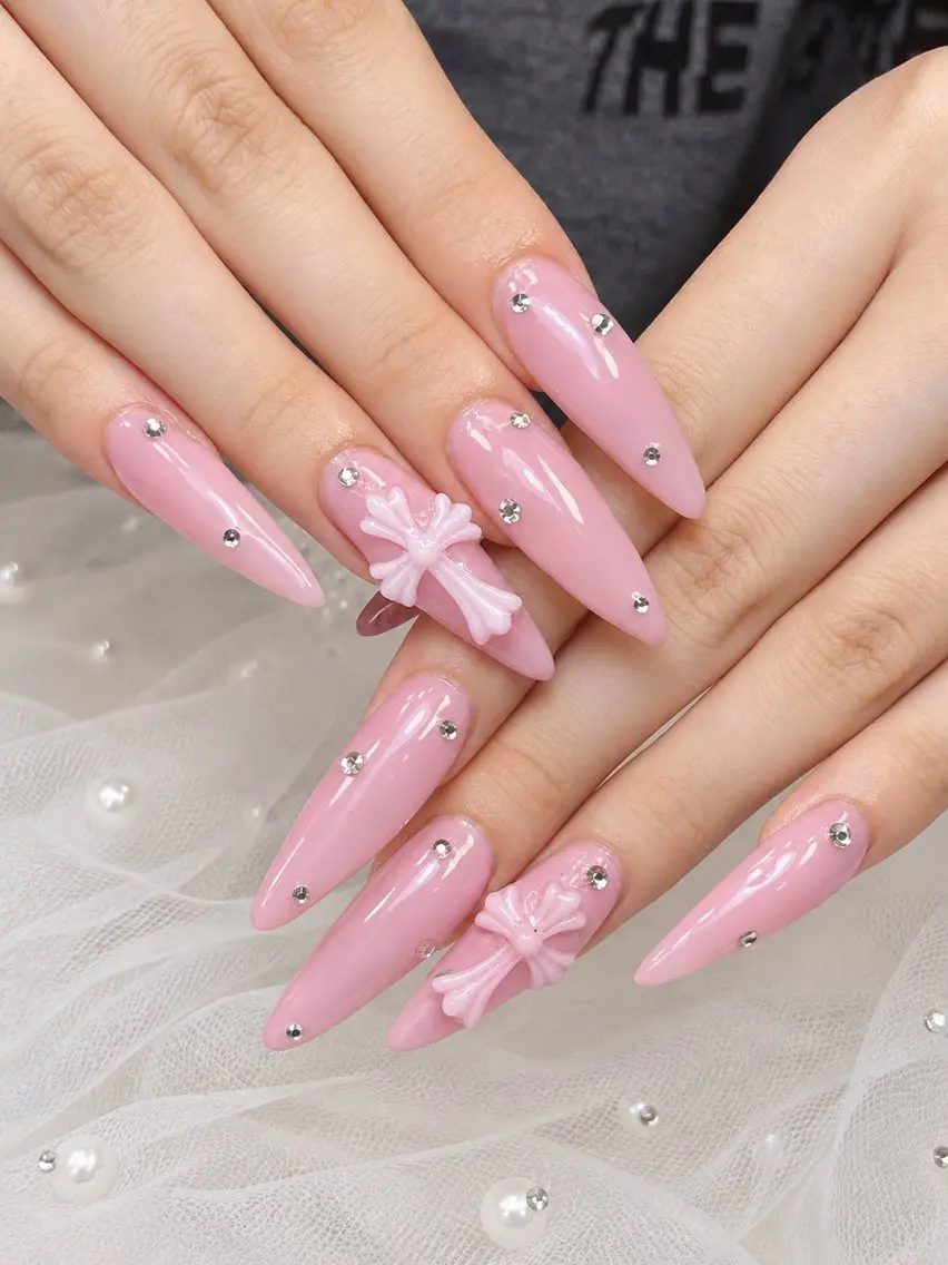 ネイル 長さ出し ガーリー キラキラネイル 韓国ネイル ロングネイル ハンドネイル ハンドケア Min nail サロン渋谷のネイルデザイン