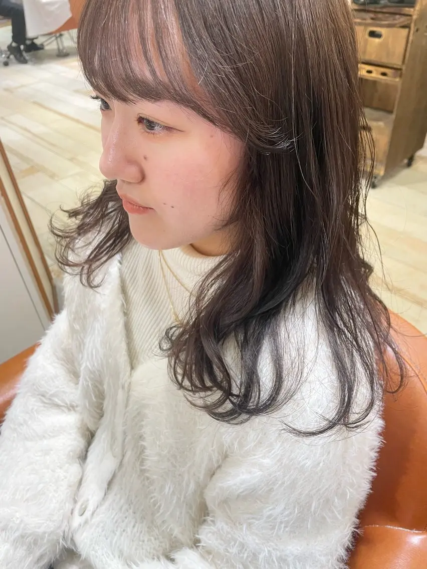 セミロング カラー ヘアアレンジ アディクシーカラー ブリーチ グレージュ ラベンダーカラー ラベンダーグレージュ 清水 ちひろ ✄トップスタイリストのヘアスタイル