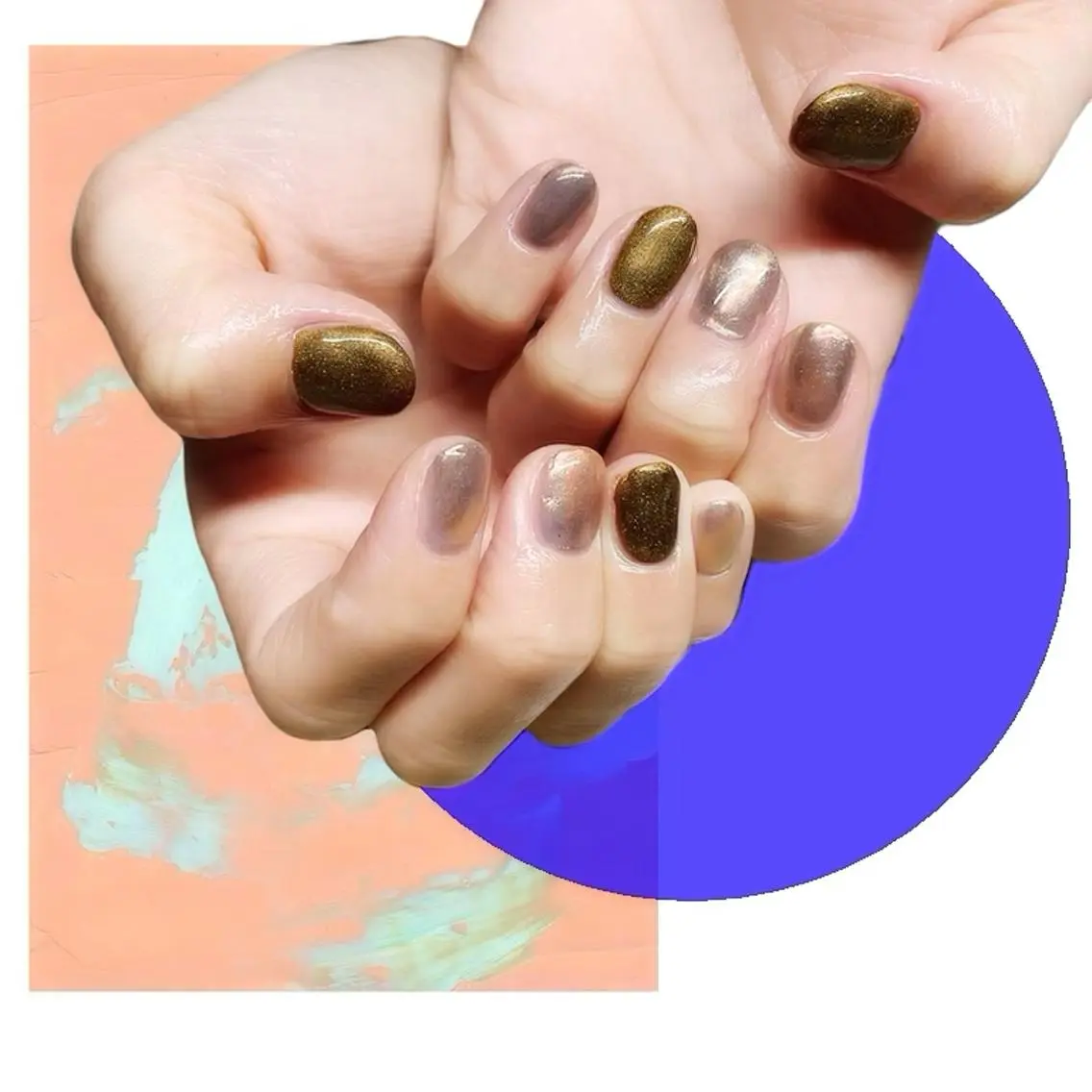 ネイル オーロラネイル 氷ネイル・うるうるネイル 韓国ネイル マグネットネイル ミラーネイル ハンドネイル VOLLMOND nailのネイルデザイン