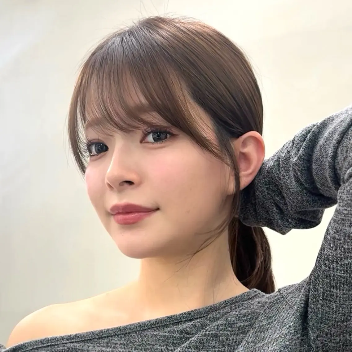 ミディアム カラー 顔周りカット 縮毛矯正 顔周り✂️透明感 レイヤー/みっきーのヘアスタイル
