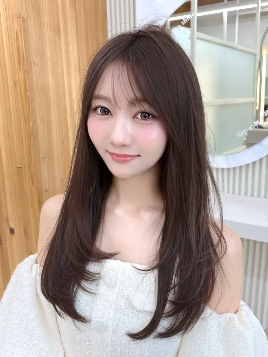 ロング カラー パーマ カット ヘアカラー トリートメント 銀座✨レイヤーカット 顔まわり/坂本亜裟海のヘアスタイル