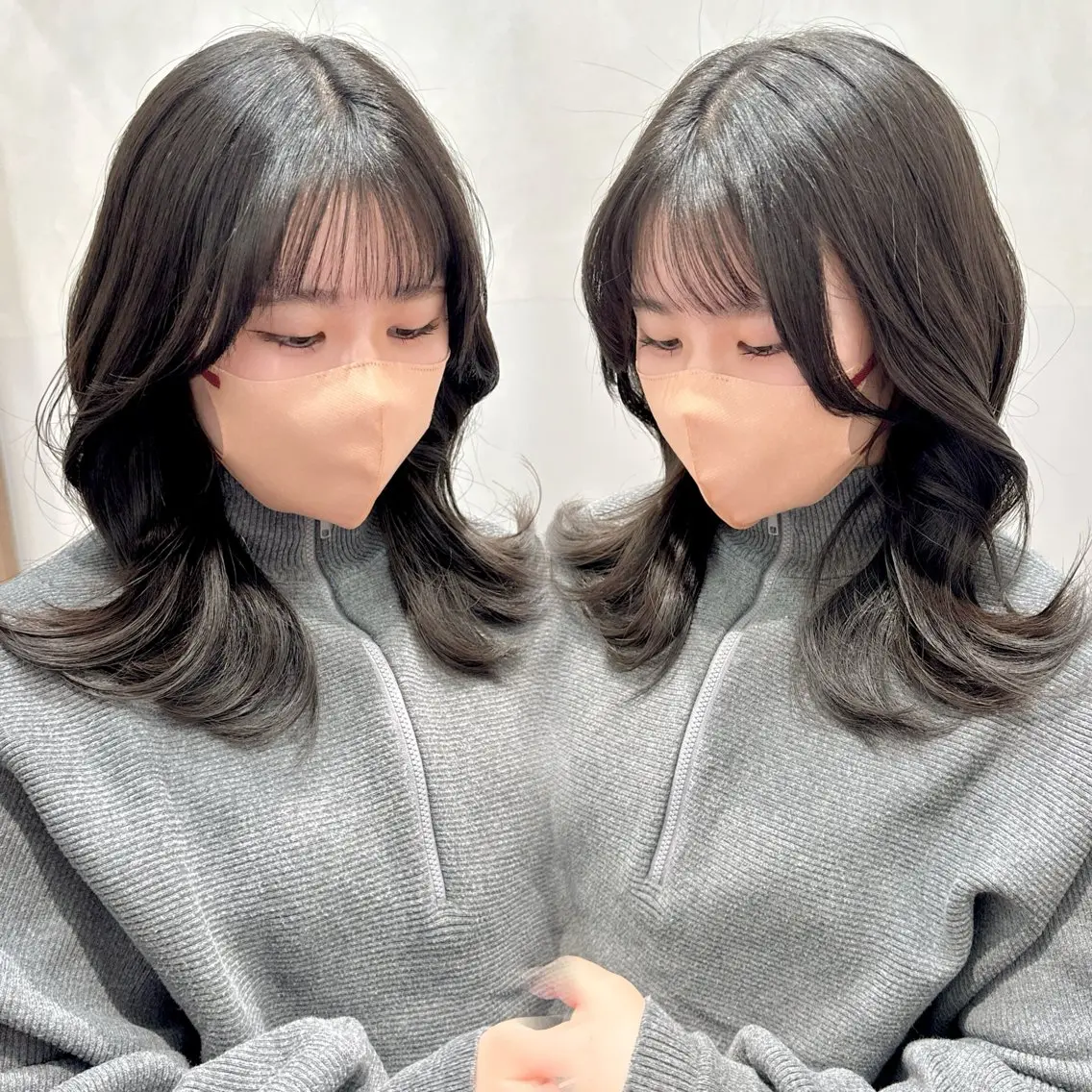 ミディアム レイヤーカット 森 隆秀/韓国ヘアのヘアスタイル