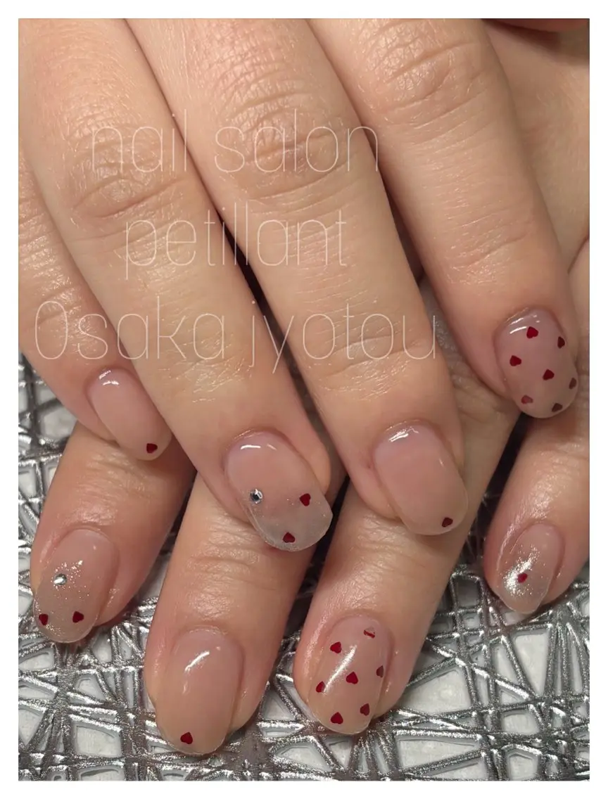 ネイル アートネイル ハート バレンタイン nail salon petillantのネイルデザイン