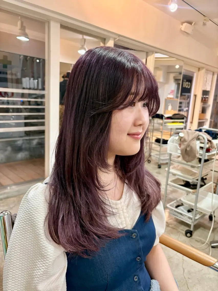 ロング ラベンダーベージュ ヘアカラー 🤎指名No.1原宿 表参道coii日向花のヘアスタイル