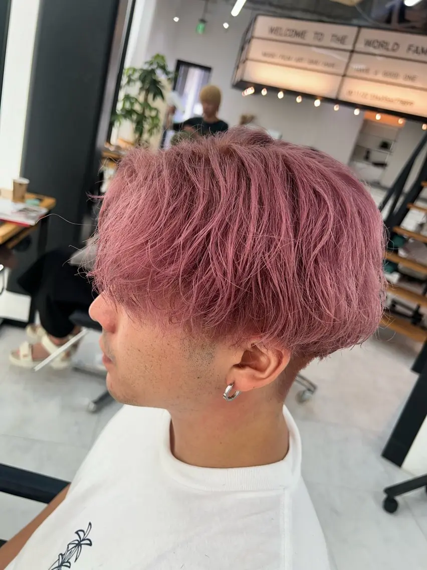 カラー パーマ メンズ ダブルカラー寒色系 ボリューム改善ハヤトのヘアスタイル