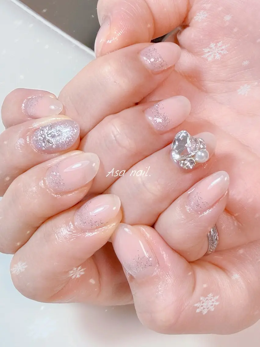 ネイル チークネイル ジェルネイル ラメ(グリッター) ハンドネイル Asa Nail 亀戸 平井のネイルデザイン