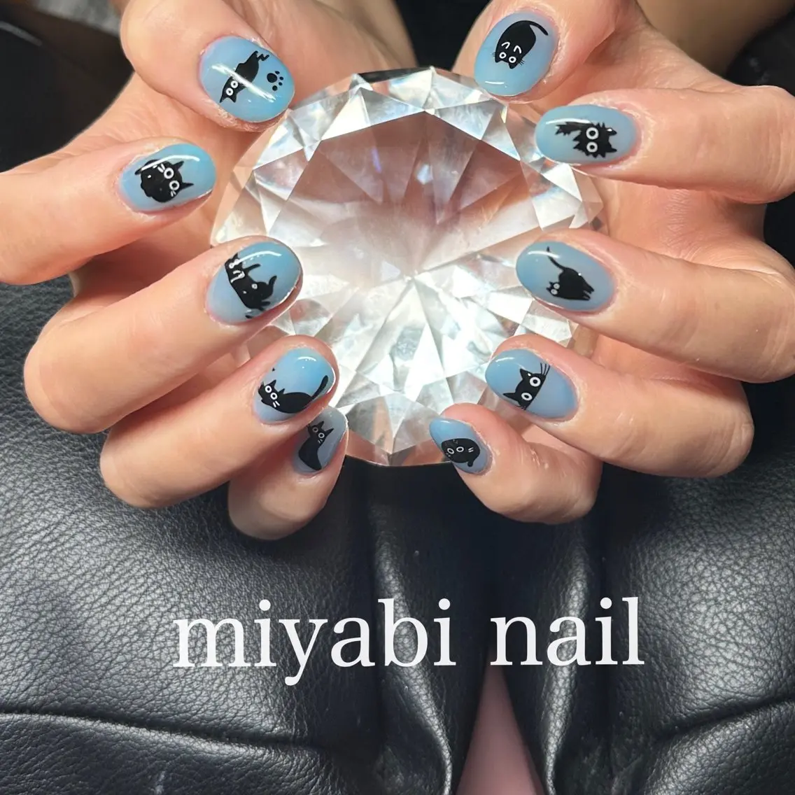 ネイル ブルー ジェルネイル 持ち込み ハンドネイル miyabi nail 桂川駅近くのネイルデザイン