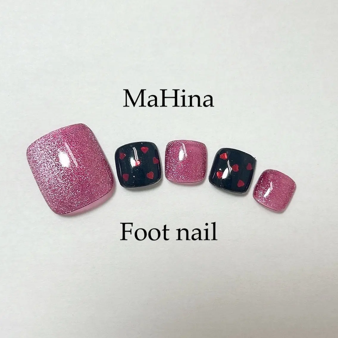ネイル フットネイル ジェルネイル ハート マグネットネイル ワンカラーネイル フットネイル Le Vernis MaHina・まひなのネイルデザイン