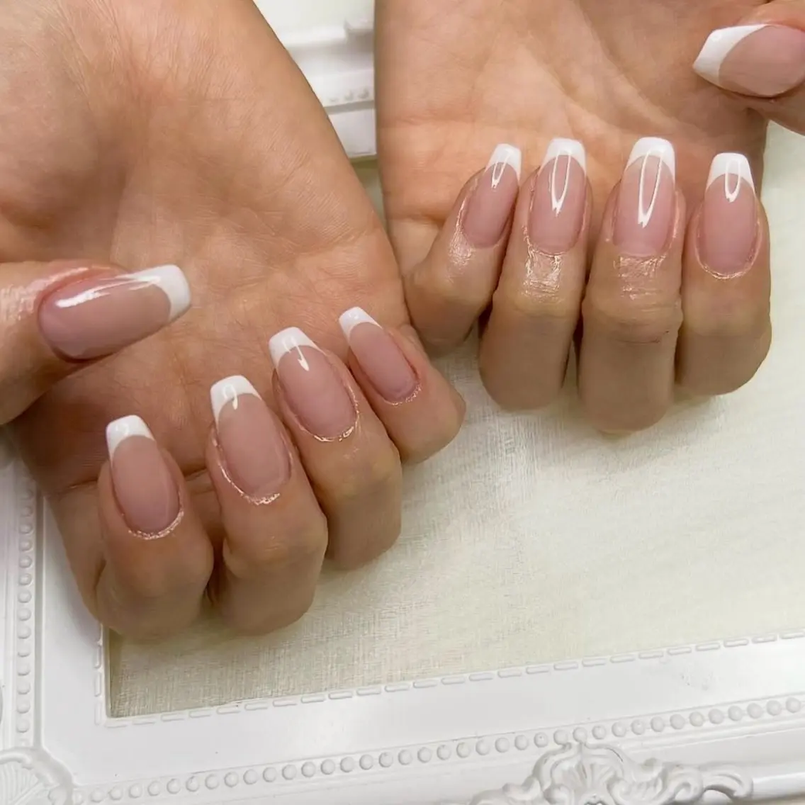 オフあり💅クリアベース白フレンチの写真