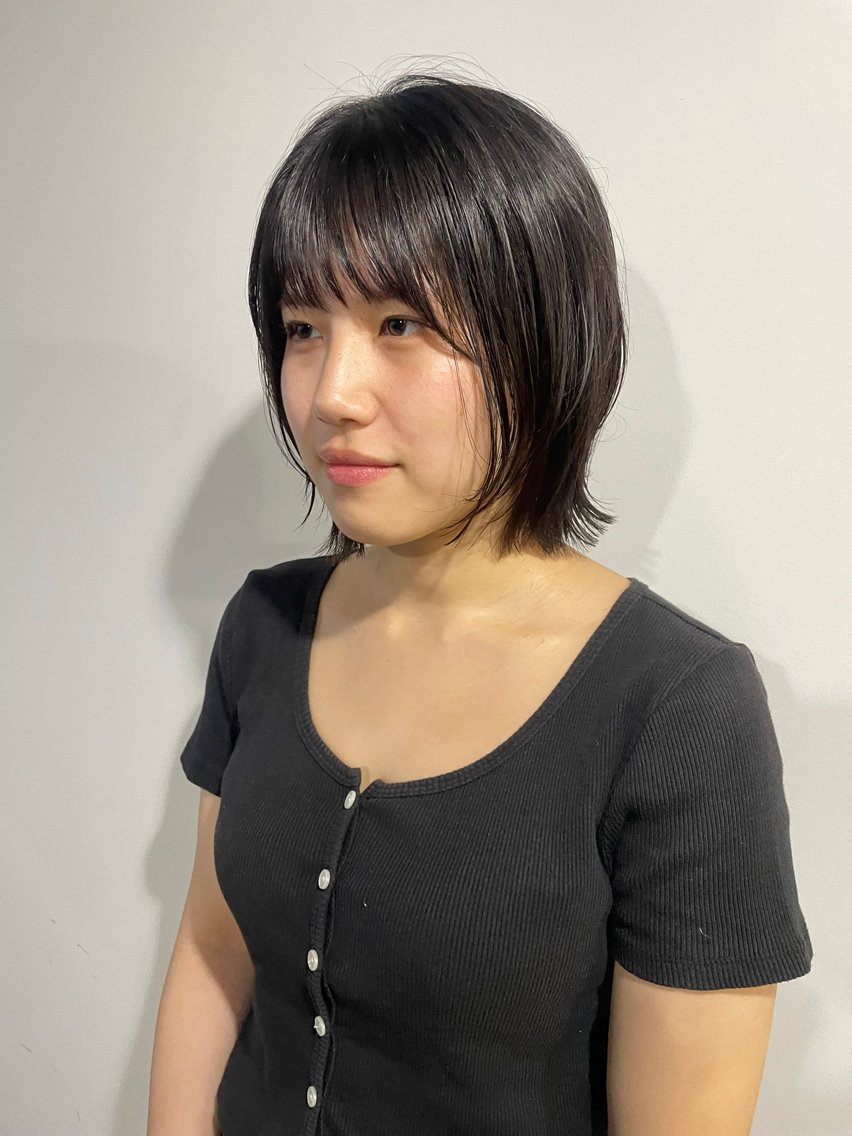 ミディアム カラー ボブレイヤー ボブ レイヤーカット カット ヘアカラー レイヤーカット/ ハイトーン/ゆうあのヘアスタイル