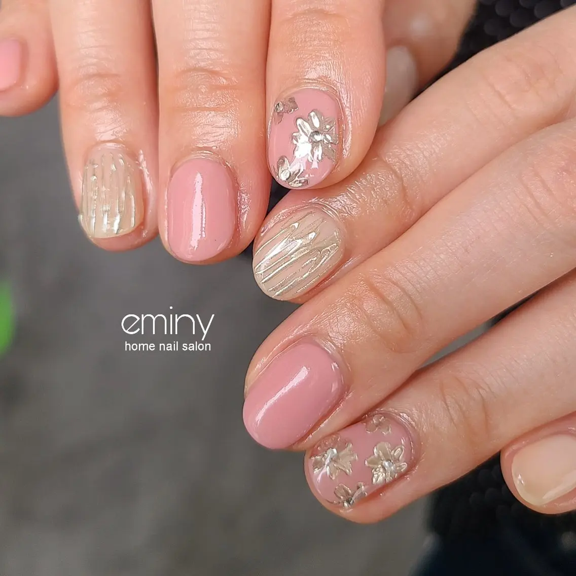 ネイル フラワーネイル ジェルネイル 韓国ネイル ミラーネイル ニュアンスネイル ハンドネイル nail salon eminyのネイルデザイン
