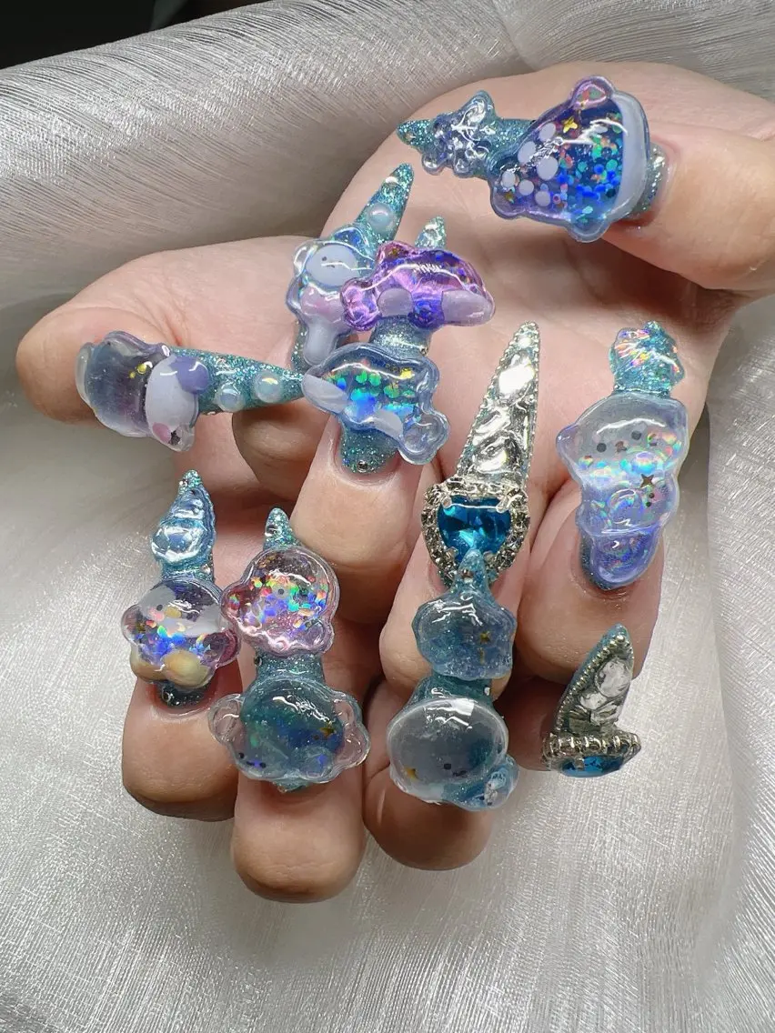 ネイル 長さ出し グラデーション キラキラネイル マグネットネイル ニュアンスネイル Lee Nails チップ長さだし専門店のネイルデザイン
