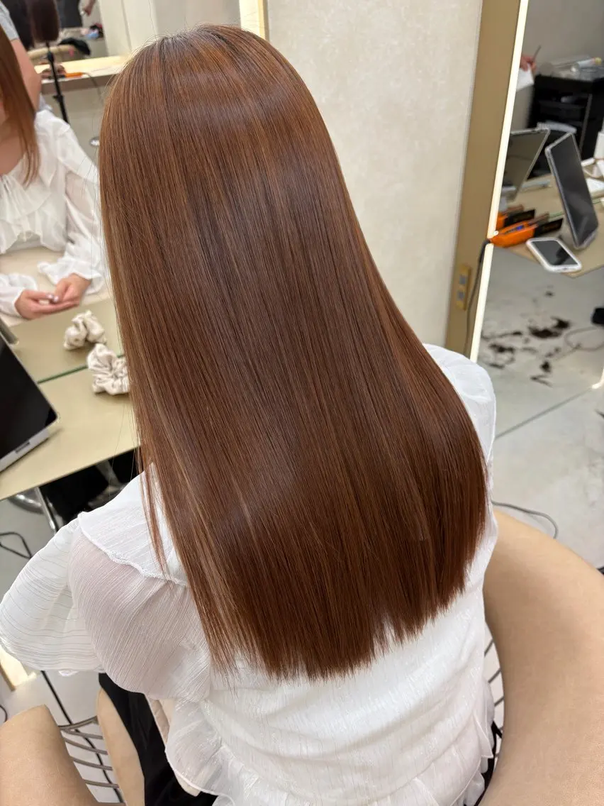 ロング 縮毛矯正 トリートメント りなは／sand ／池袋美容師のヘアスタイル