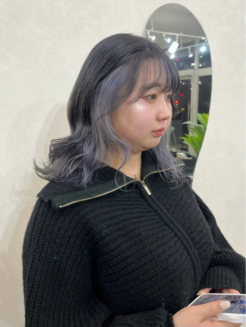 ミディアム カラー ヘアカラー 長山 茉白のヘアスタイル