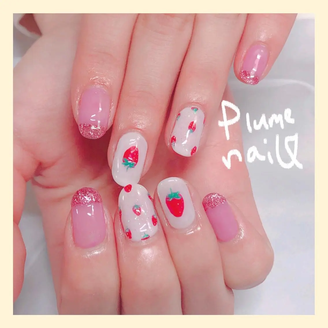 ネイル アートネイル ガーリー ハート キラキラネイル 韓国ネイル ハンドネイル plume nail ☆韓国ネイルのネイルデザイン