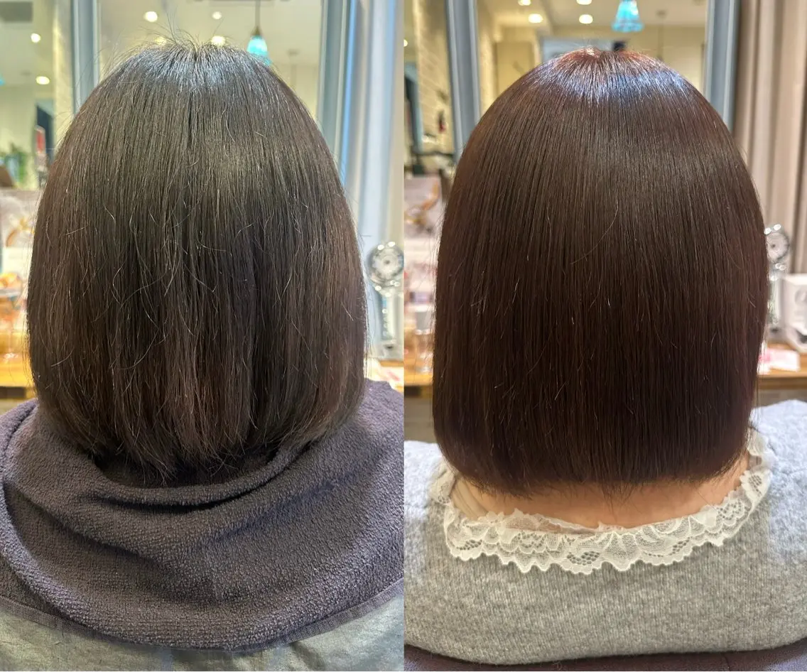 ミディアム カラー ブリーチ ブラウンカラー ヘアカラー トリートメント 縮毛矯正/髪質改善 🌿/ベージュ🤎のヘアスタイル