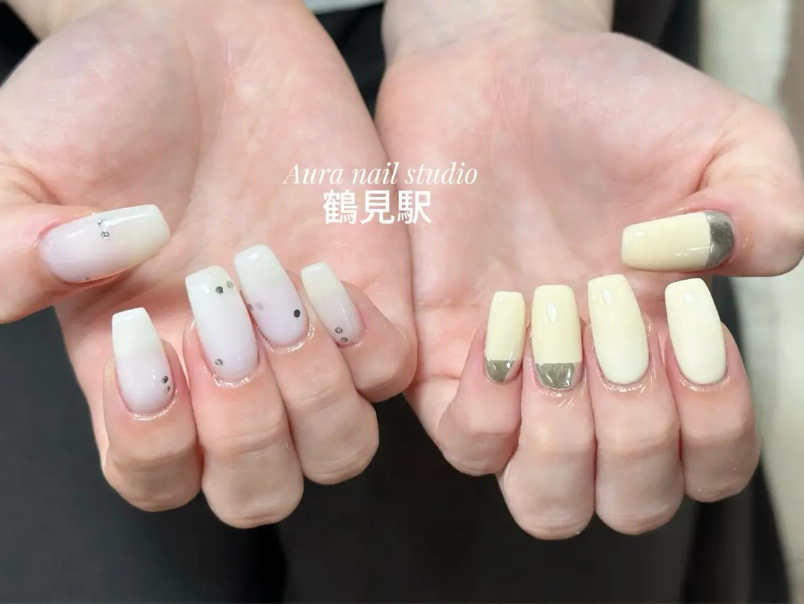 ネイル ハンドネイル Aura nail 🍐💫のネイルデザイン