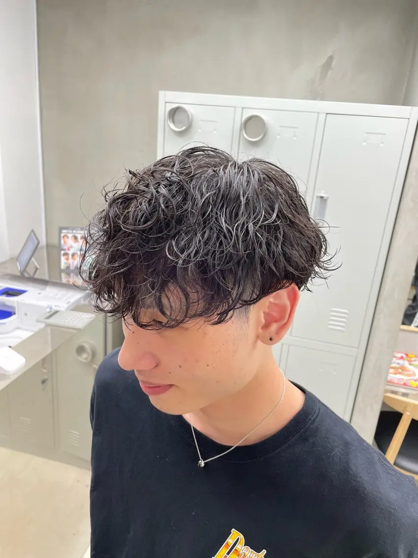 ショート パーマ メンズ メンズパーマ 波巻きパーマ SENTA✨メンズ パーマ✨fifth栄のヘアスタイル