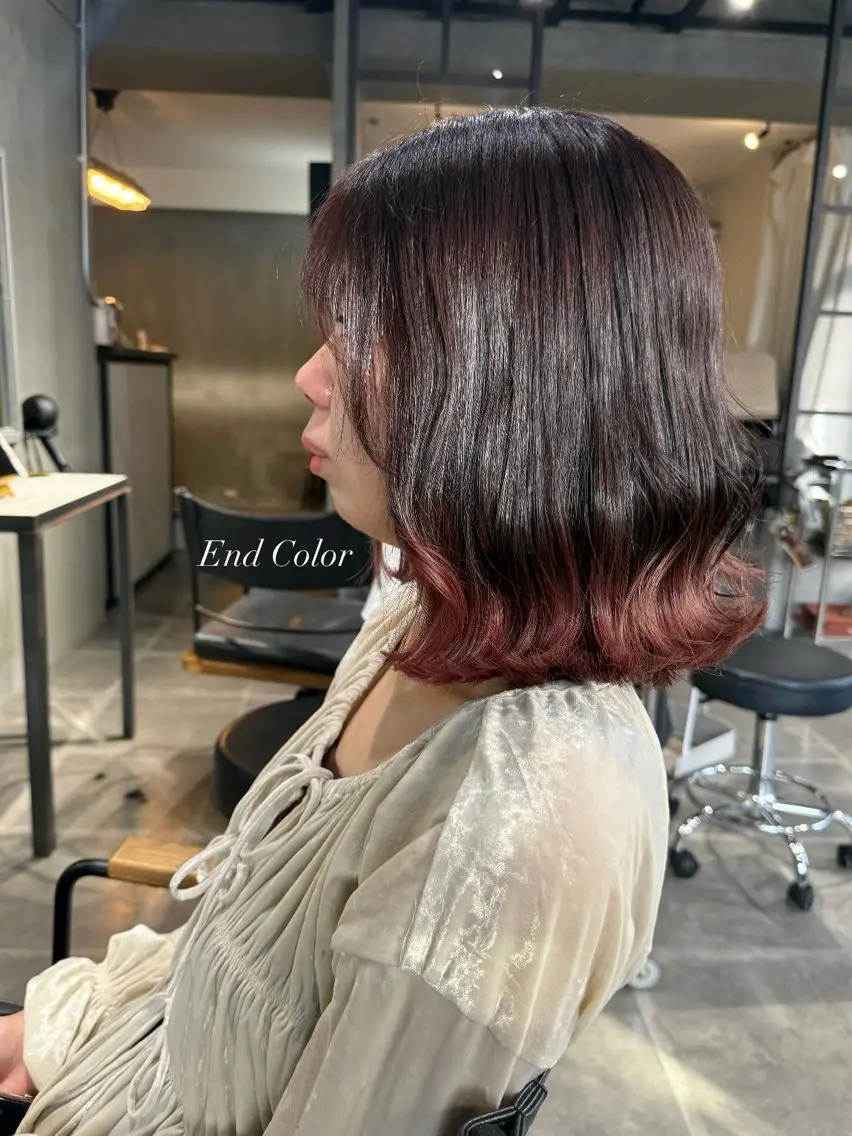 ミディアム カット ヘアカラー トリートメント 佐伯 桃のヘアスタイル