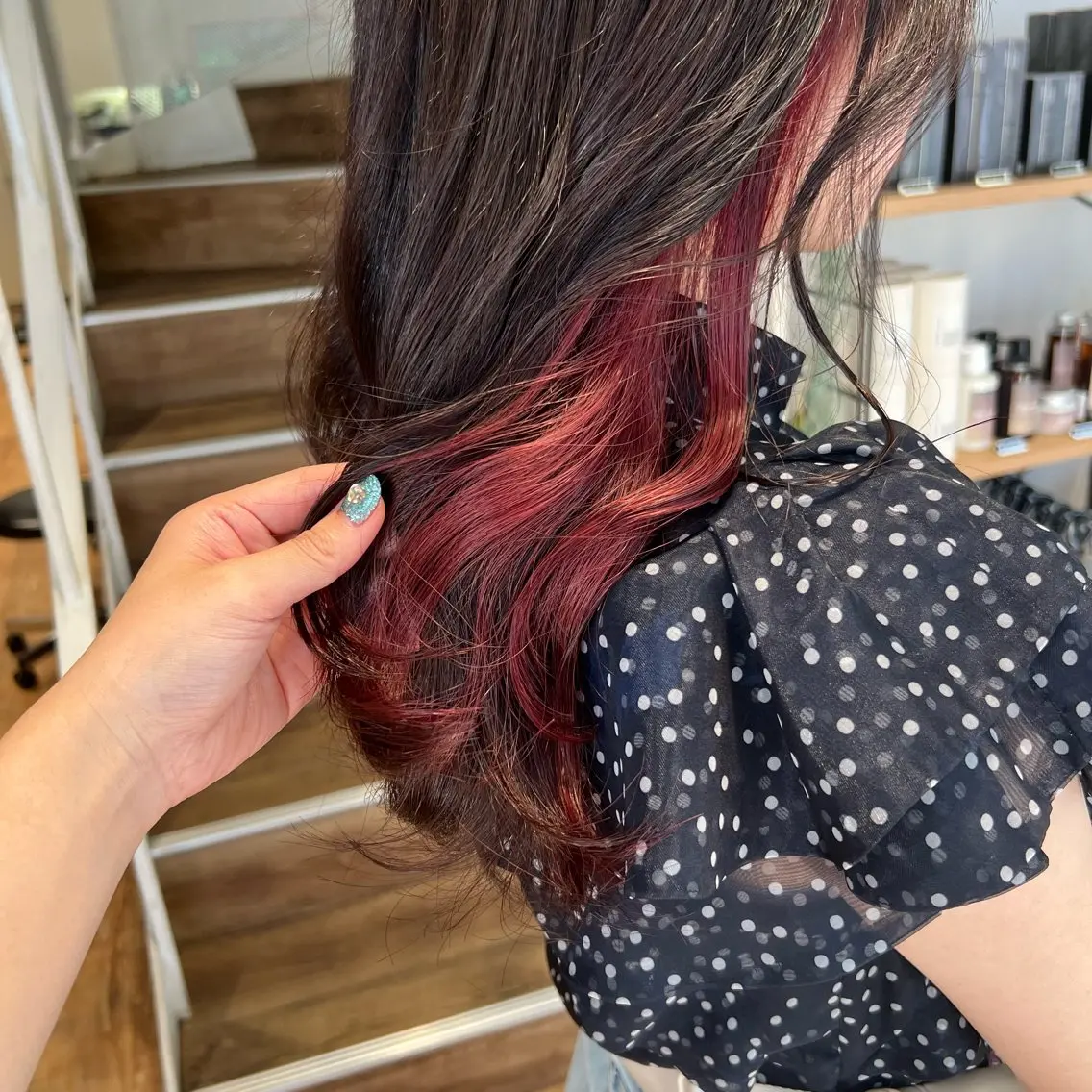 カラー レッドカラー ヘアカラー トリートメント インナーカラー♡ Nanakoのヘアスタイル