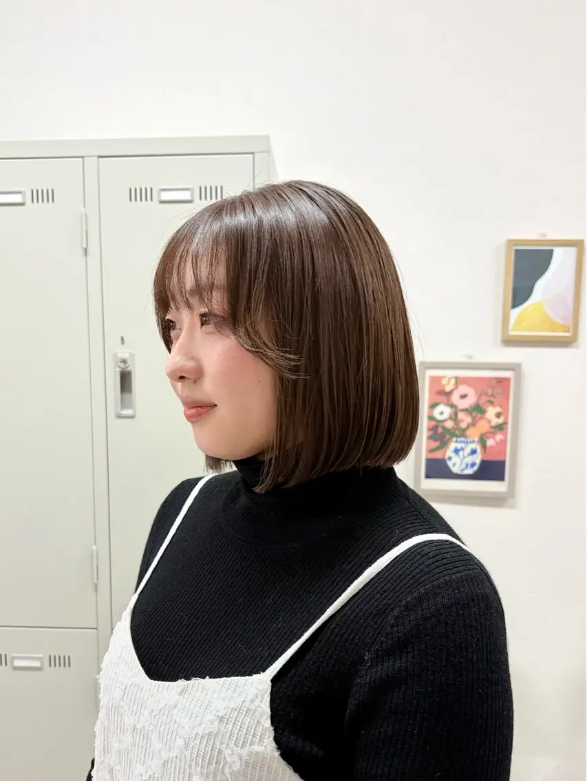 ミディアム カラー ヘアアレンジ ボブ カット ヘアカラー トリートメント ハル🌸柔色/ ブリーチなし/艶髪のヘアスタイル