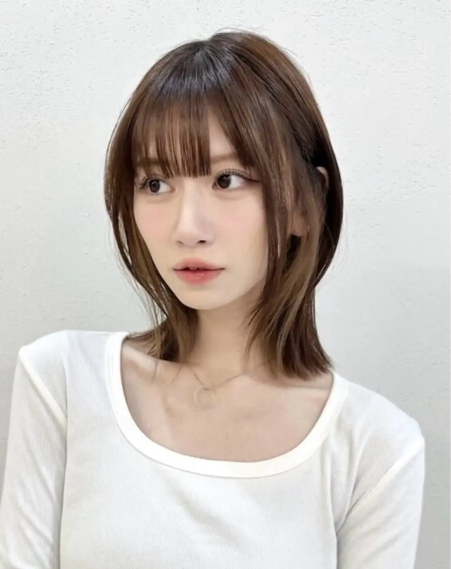ミディアム ヘアカラー 福岡美容師 透明感カラーのヘアスタイル
