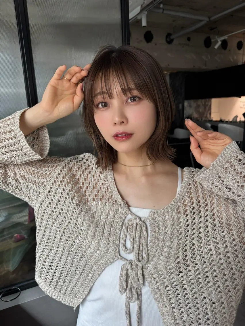 ミディアム ボブ カット ヘアカラー トリートメント ボブ/地毛風縮毛矯正 茉青🤍新宿代々木のヘアスタイル
