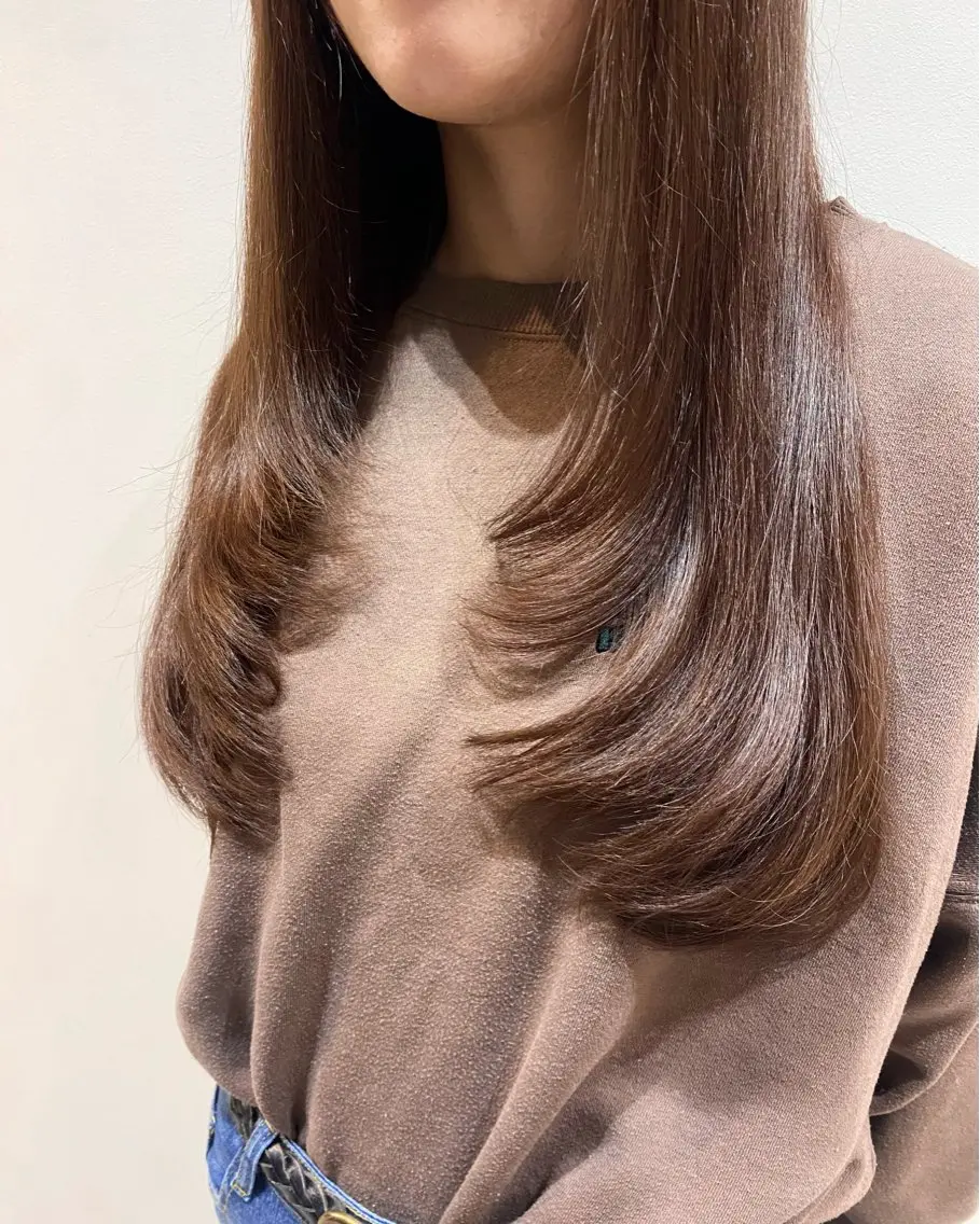 ロング カラー ブラウンカラー レイヤーカット カット ヘアカラー トリートメント ♡オシャ髪♡AI ✂️newi町田のヘアスタイル