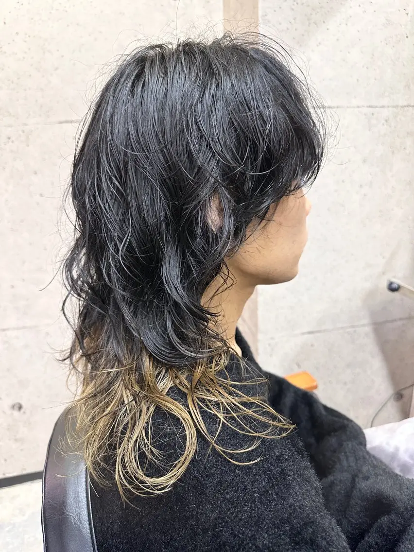 ロング メンズ メンズウルフカット ウルフカット ウルフ美容師🏆 MIZUKIのヘアスタイル