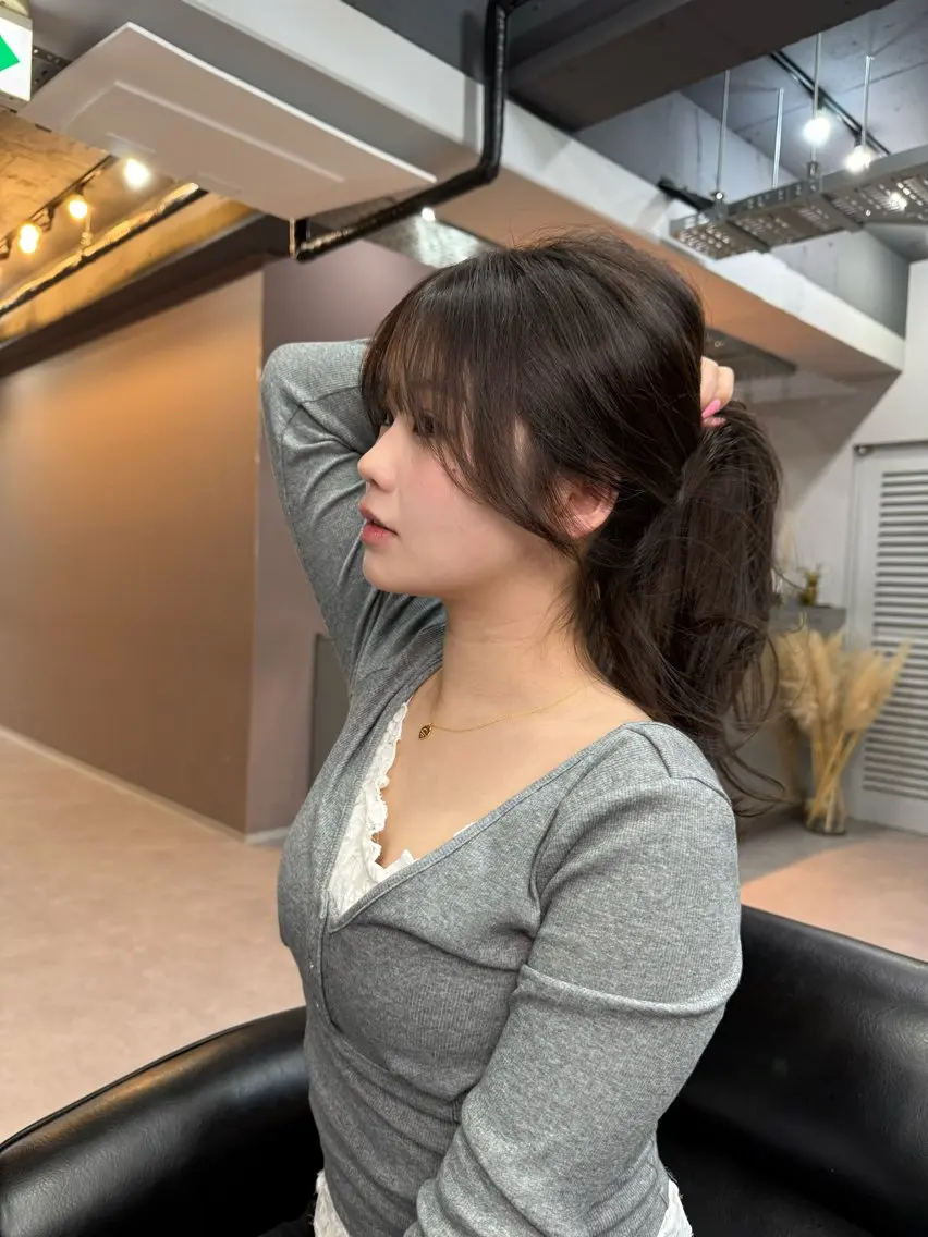 ロング カラー カット ヘアカラー レイヤーカット 韓国風PAOのヘアスタイル