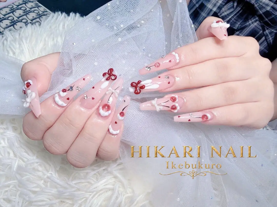 ネイル チークネイル 長さ出し フレンチネイル ガーリー ハロウィン ハンドネイル HikariNail Ikebukuroのネイルデザイン