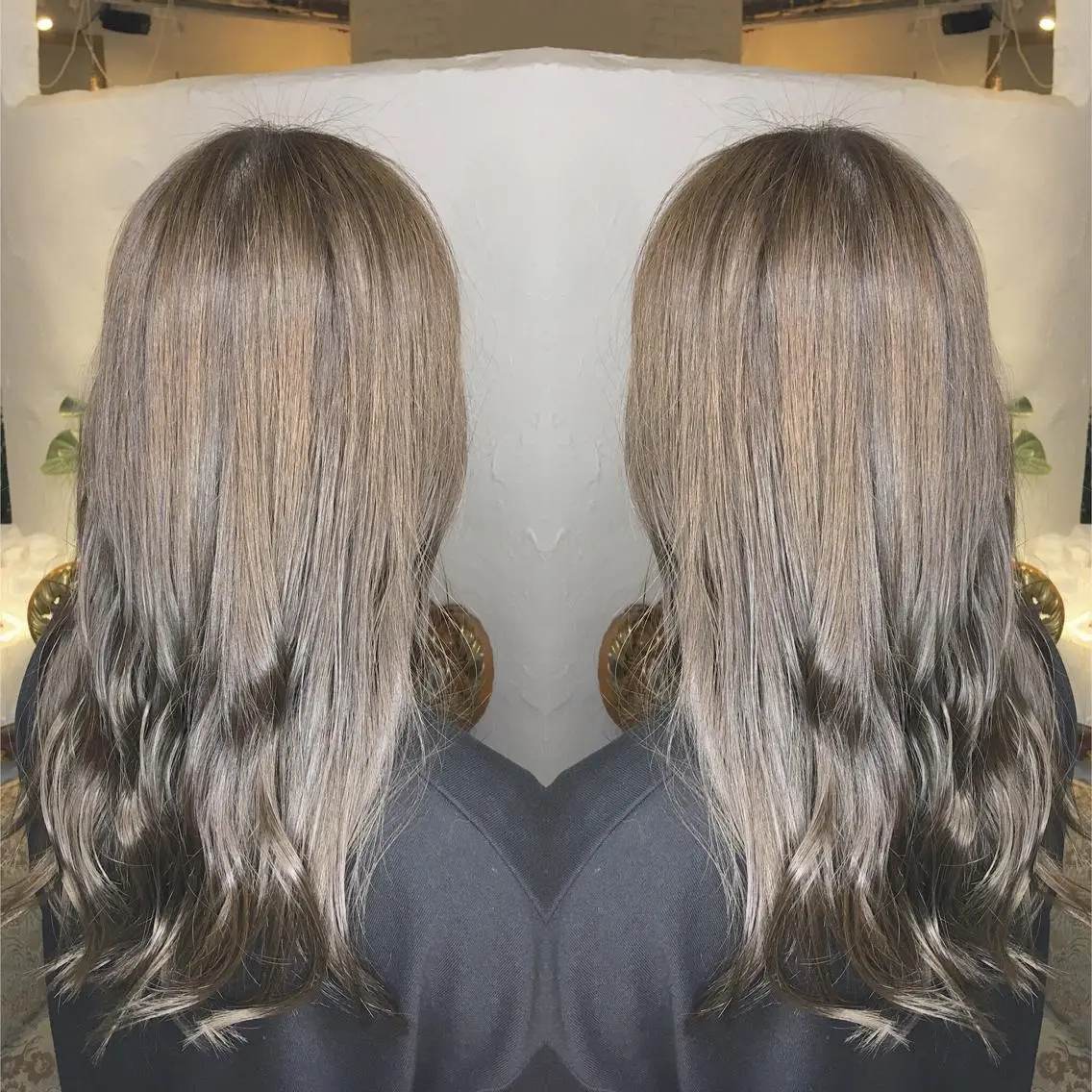 ロング カラー パーマ ヘアアレンジ グレージュ エグチ アキラのヘアスタイル