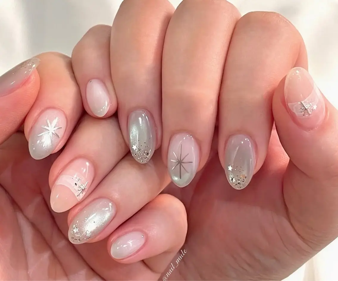 ネイル チークネイル フレンチネイル グラデーション 韓国ネイル マグネットネイル Hana Nailのネイルデザイン