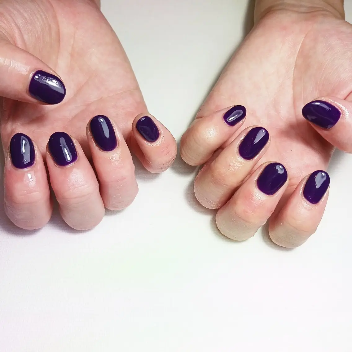 ネイル ジェルネイル 持ち込み ワンカラーネイル パープル ショートネイル ハンドネイル owlnail /持込みデザイン専門のネイルデザイン