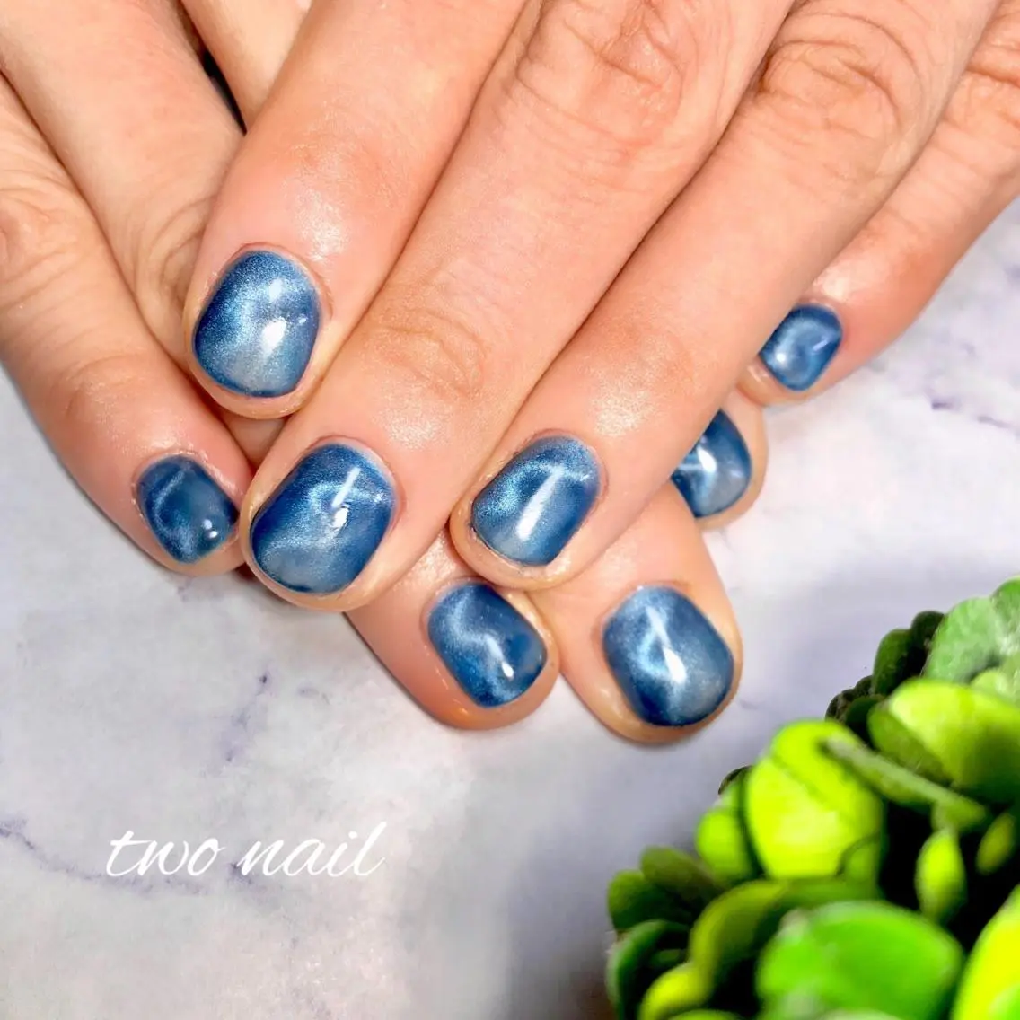 ネイル ブルー フットネイル ハート マグネットネイル ハンドネイル two nailのネイルデザイン