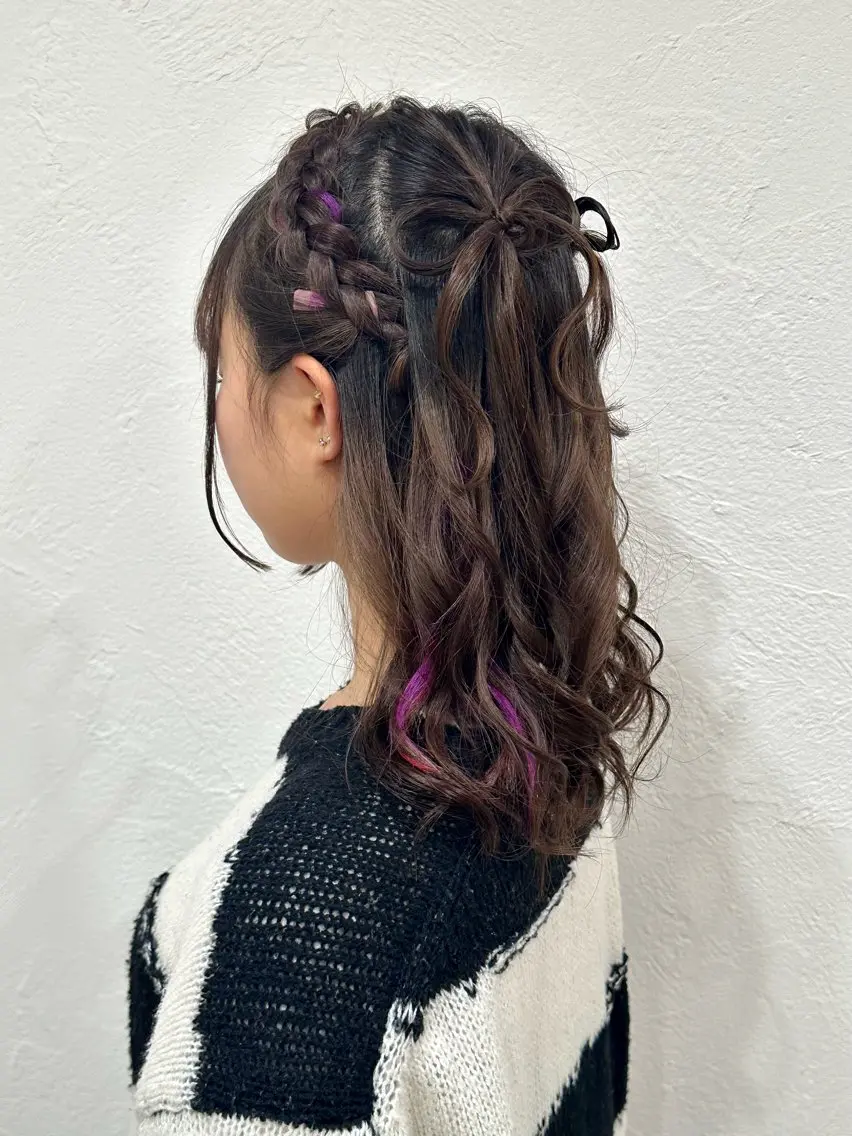 ロング ヘアアレンジ ヘアセット 山之内匠/艶カラー/ ハイトーン/ブリーチのヘアスタイル