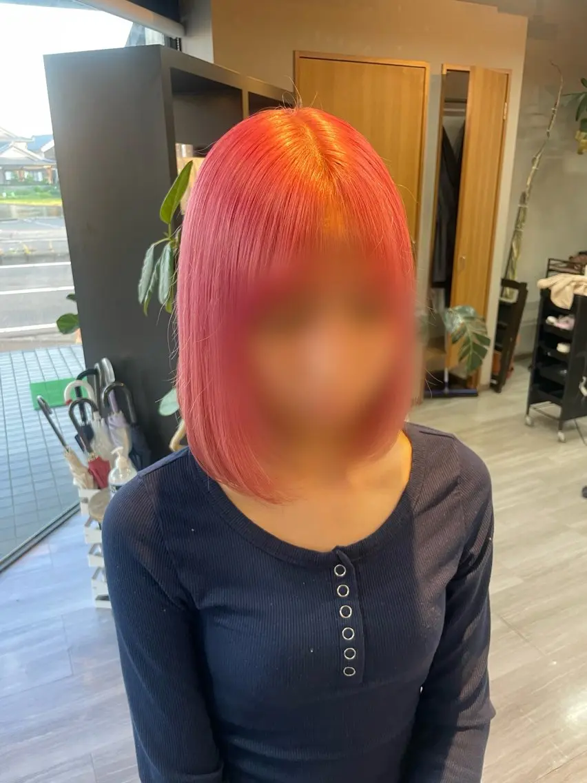 ミディアム カラー ハイトーンカラー ピンクカラー arika りなのヘアスタイル